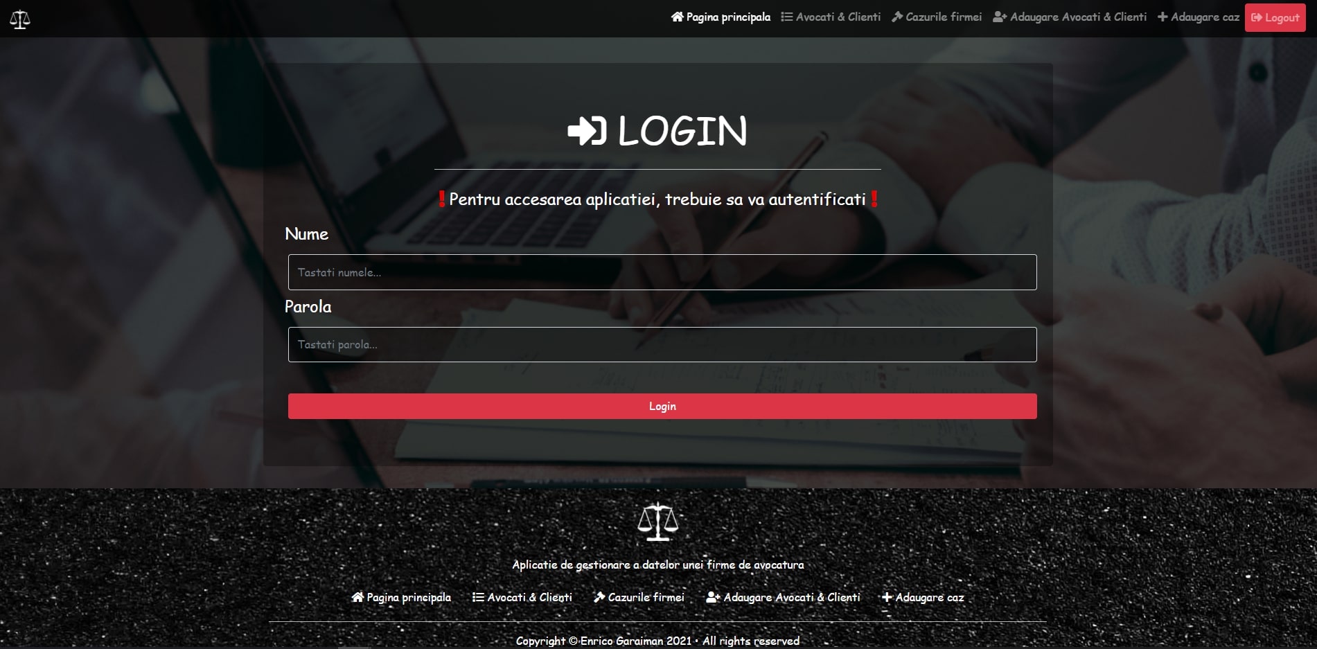 Designing interfaces for databases project