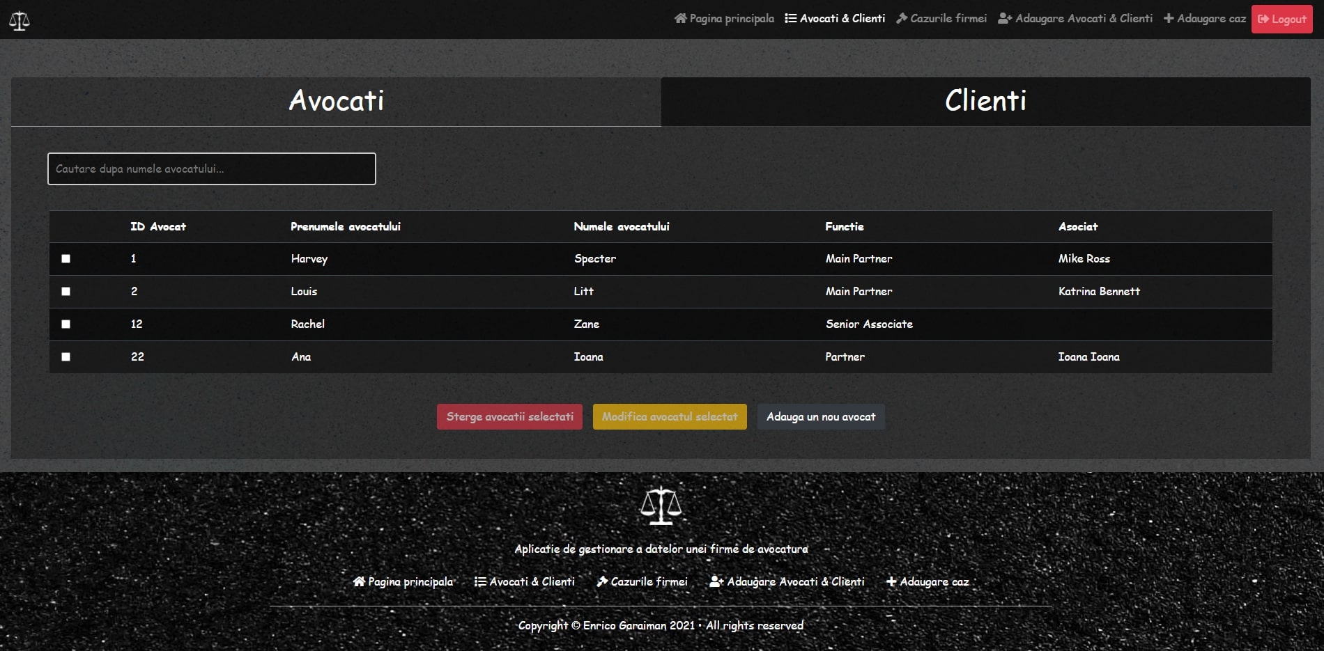Designing interfaces for databases project