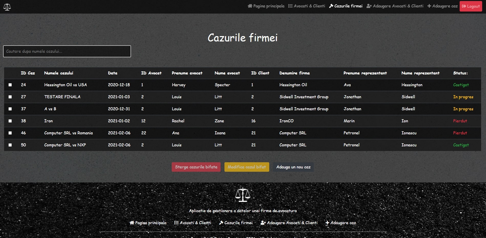 Designing interfaces for databases project