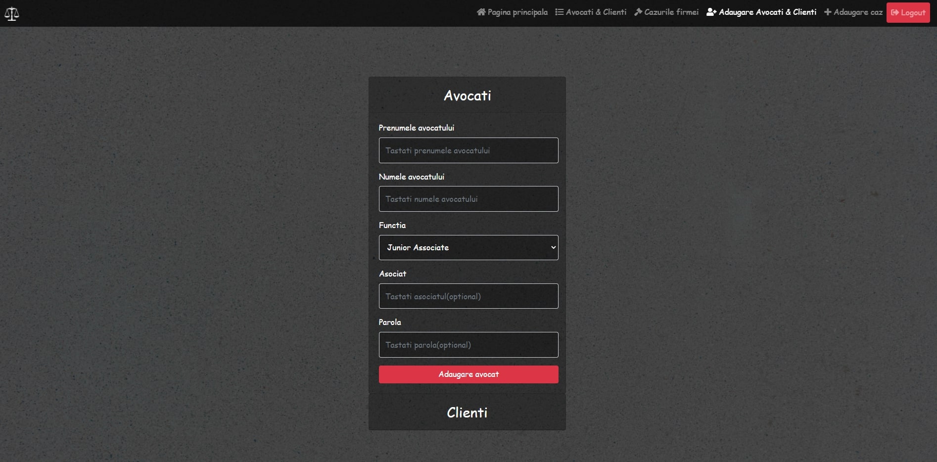 Designing interfaces for databases project