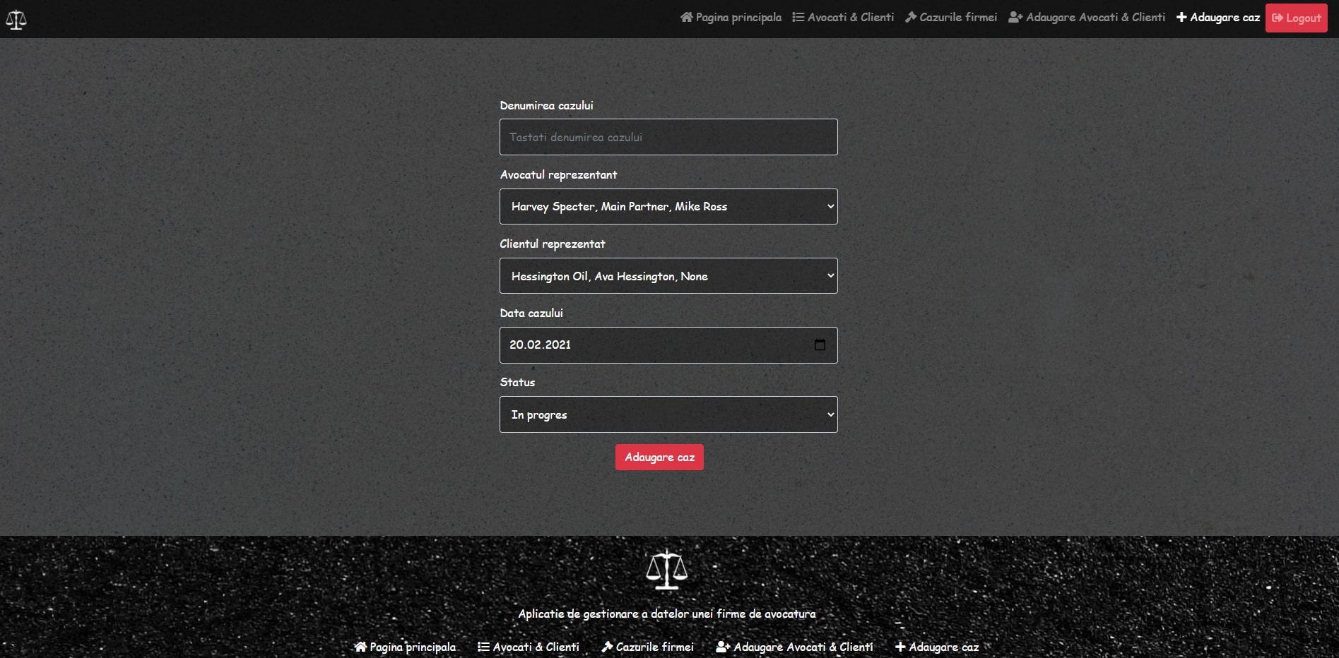Designing interfaces for databases project